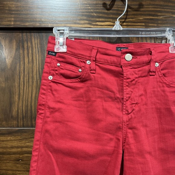 Citizens Of Humanity Jeans Women 26 Red Denim Rocket Crop High Rise Skinny - Picture 2 of 16